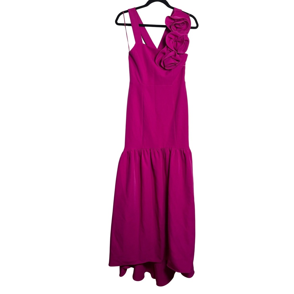 TAYLOR Rosette Trim Fuchsia Gown Dress Size 4 NEW Pink Party Wedding